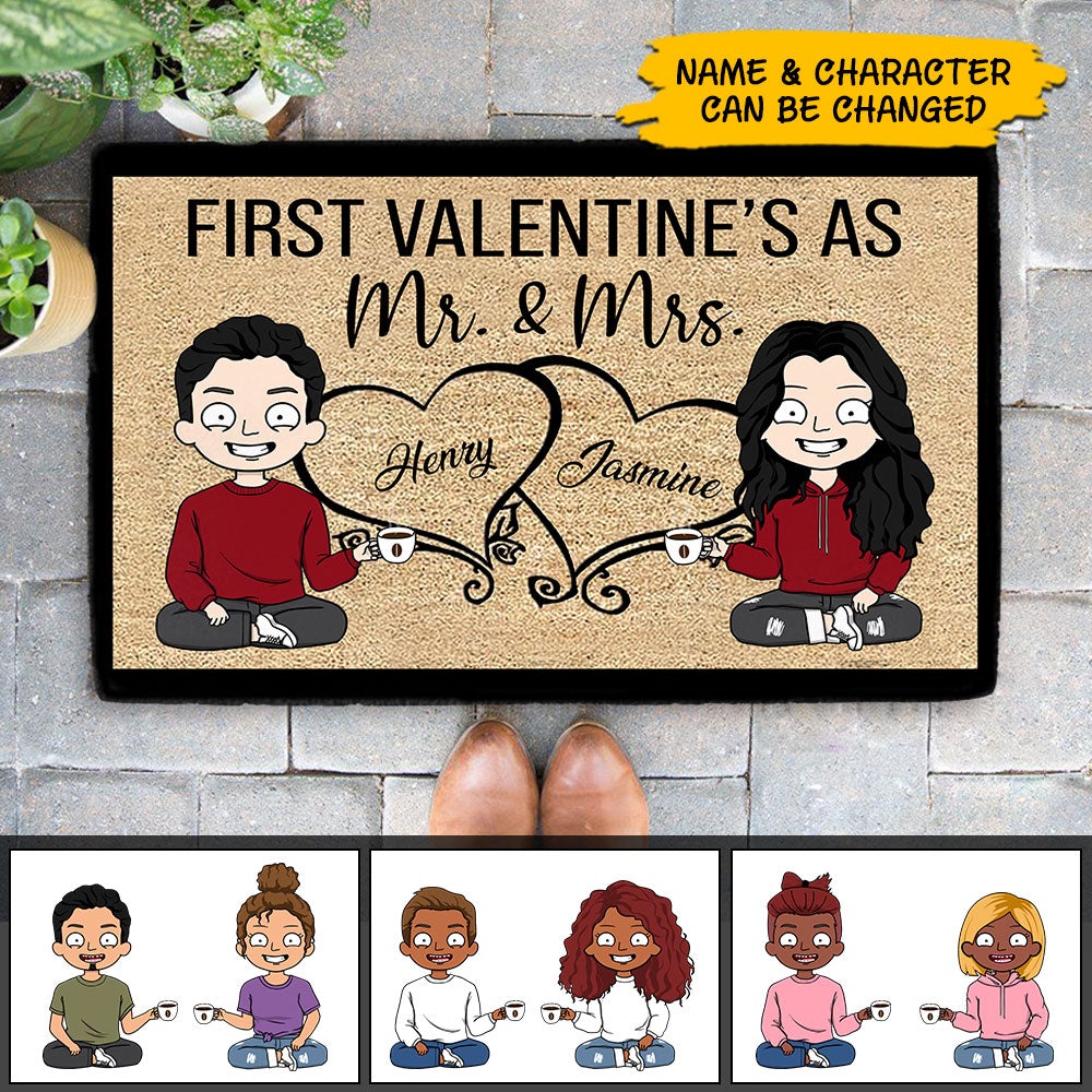 Personalized First Valentine's As Mr And Mrs Names Doormat Funny Mr And Mrs Doormat