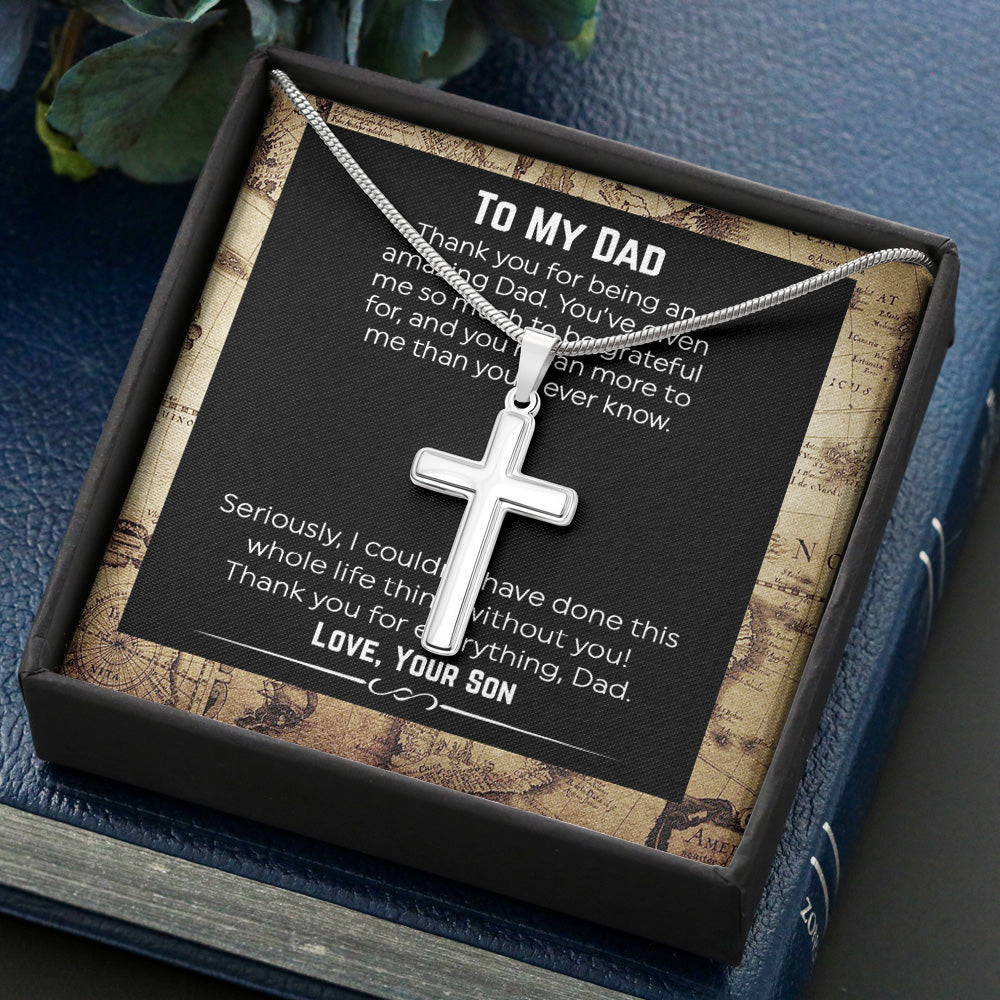 Thank You Dad Father's Day Gift From Son or Daughter - Personalized Cross  Necklace