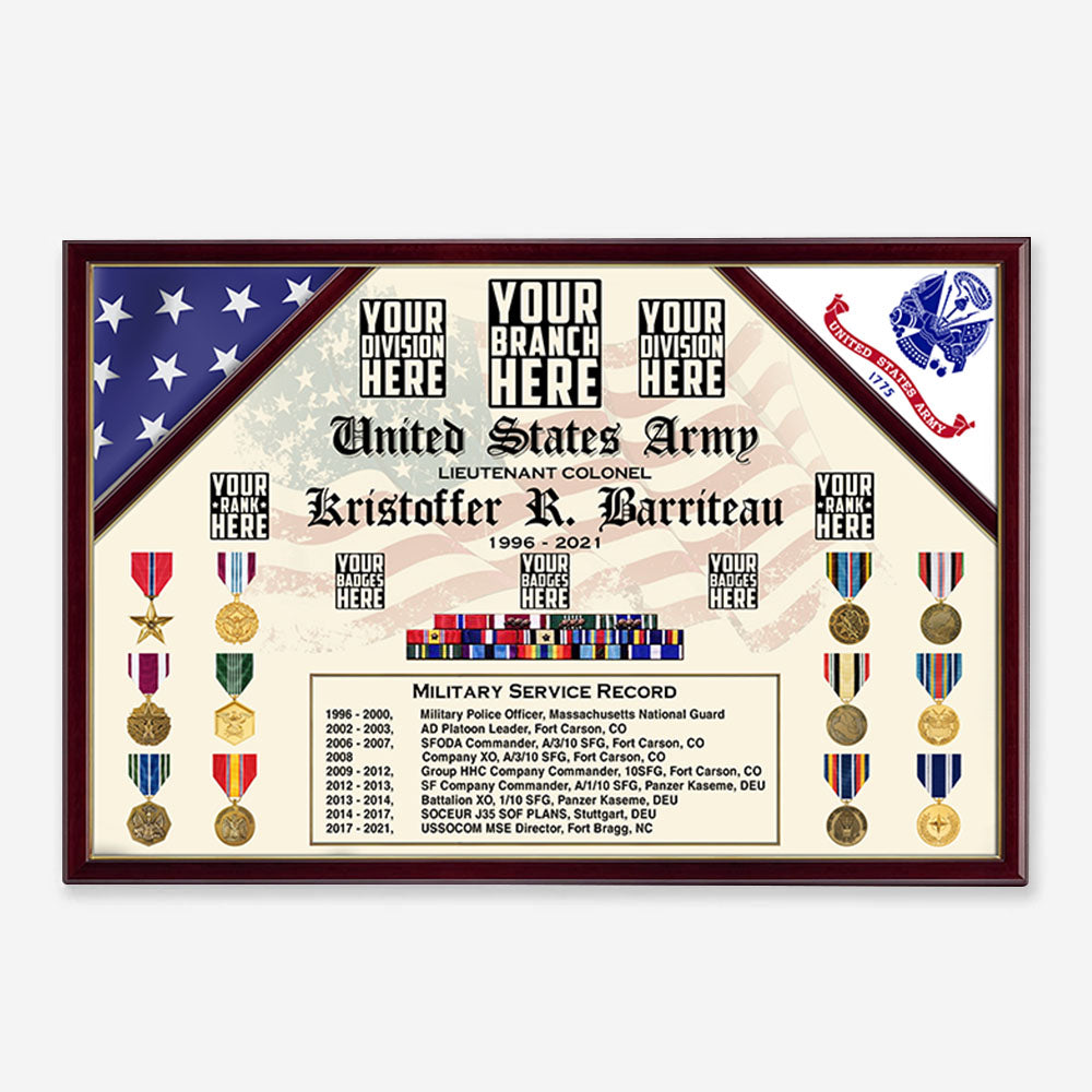 Custom Medal Badges Military Service Record Personalized Poster Canvas Wall Art Gift For Veteran H2511