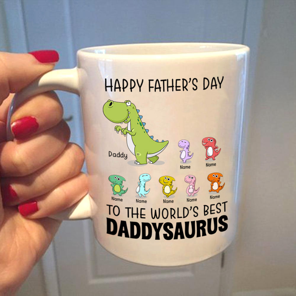 Happy Father's Day To The World's Best Grandpasaurus Custom Mug