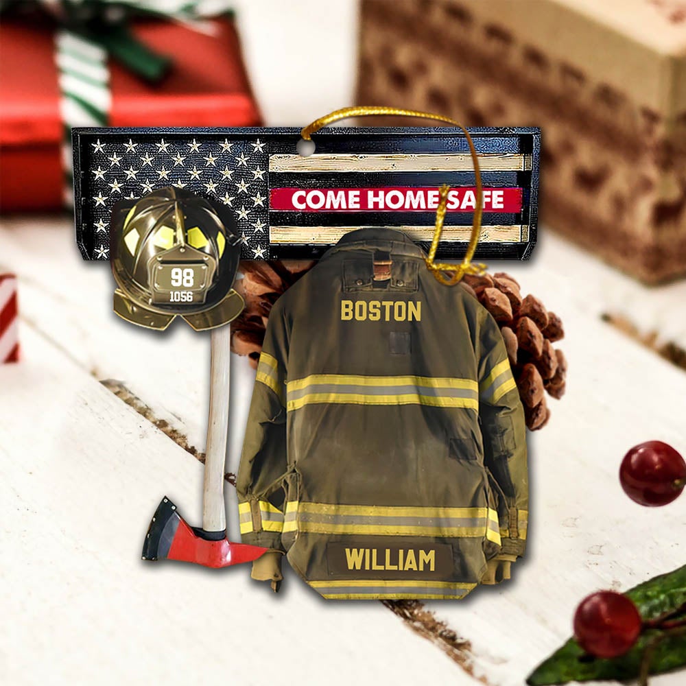 Come Home Safe Firefighter Armor And Name Ornament