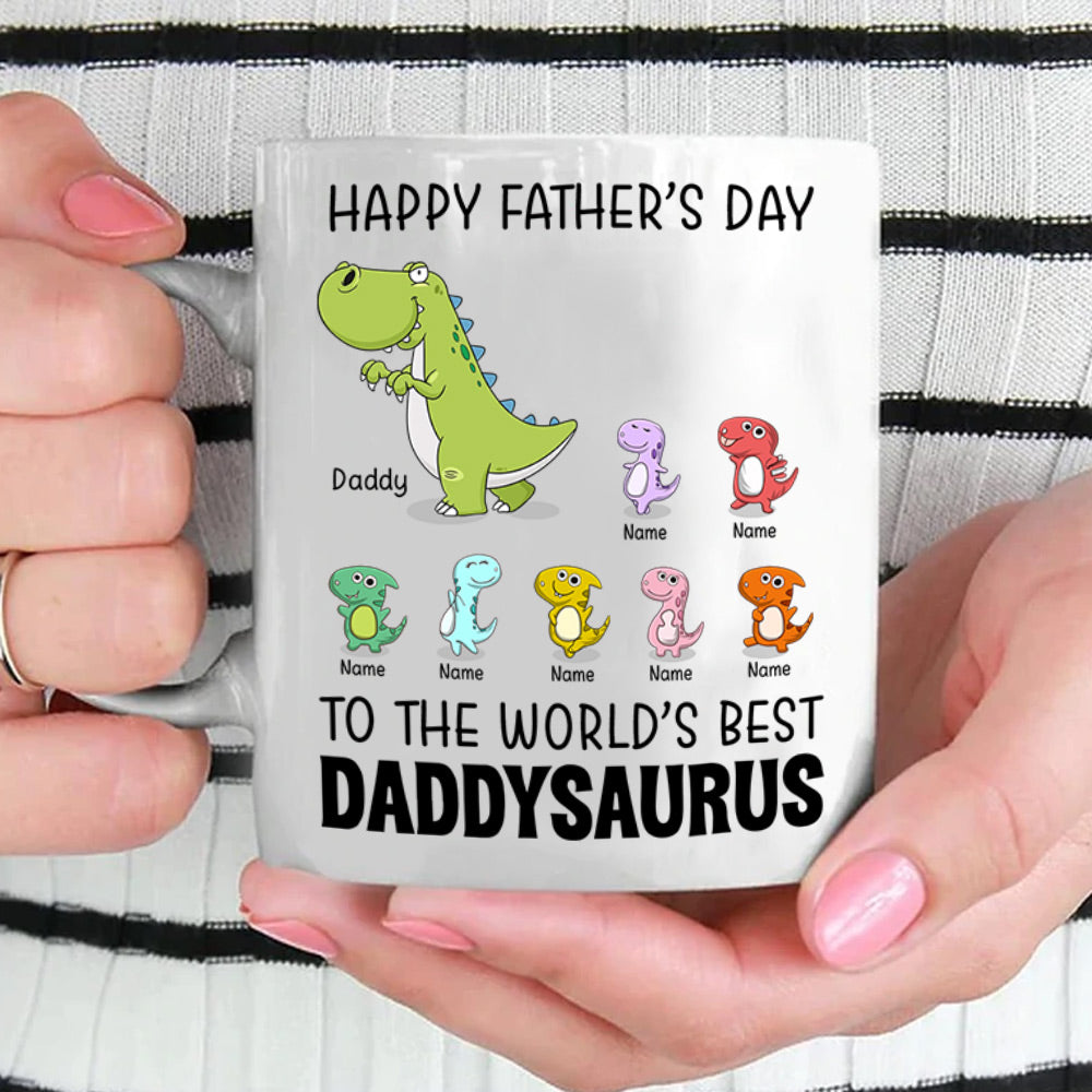 Happy Father's Day To The World's Best Grandpasaurus Custom Mug