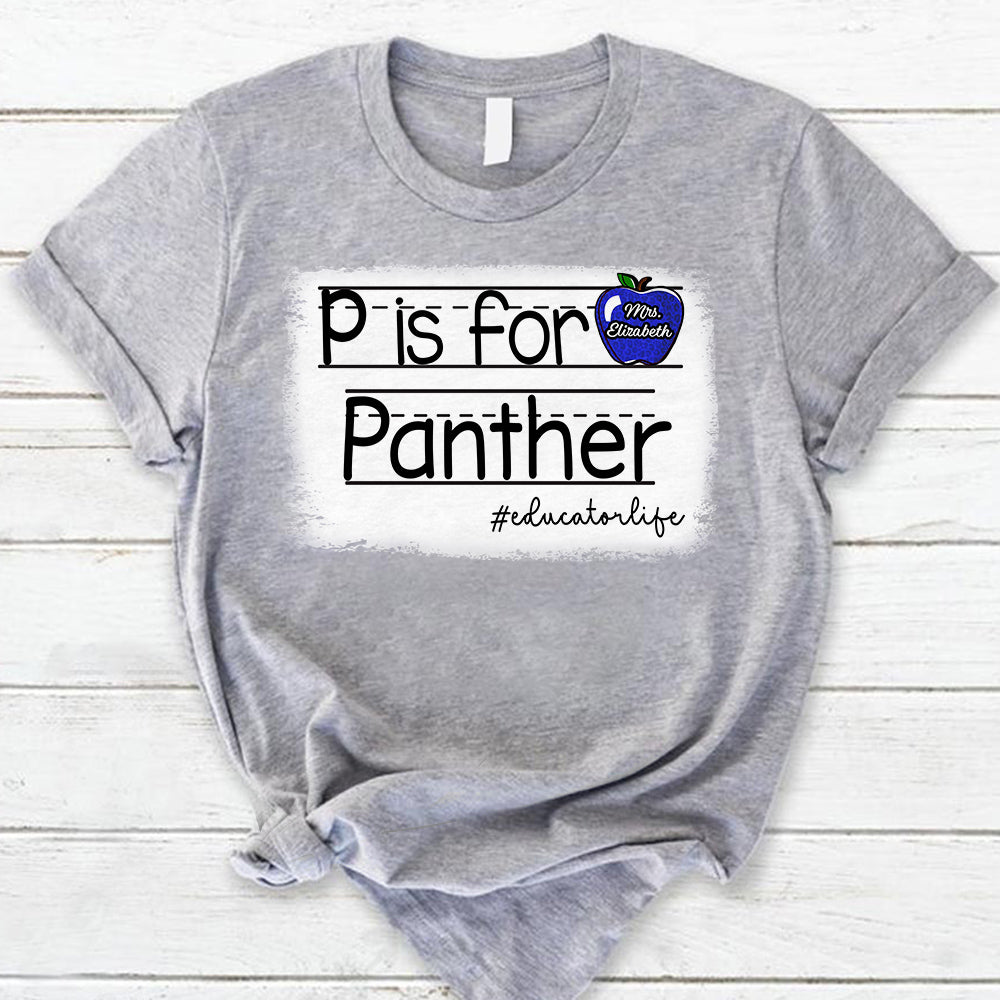 Personalized Panthers Custom Apple Name Teacher T-Shirt