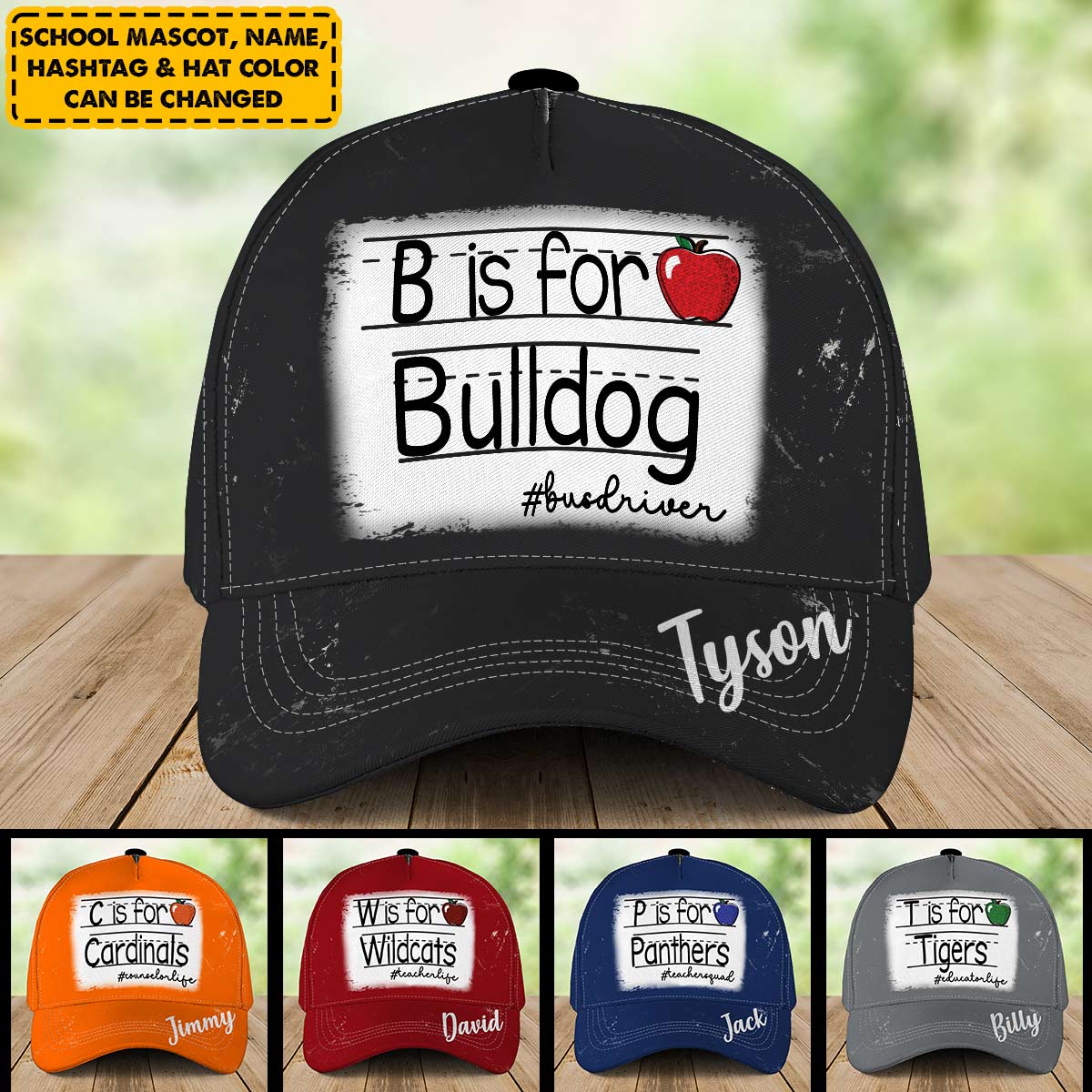 Personalized Cap For Teacher Student - Custom School Mascot Hat With Name
