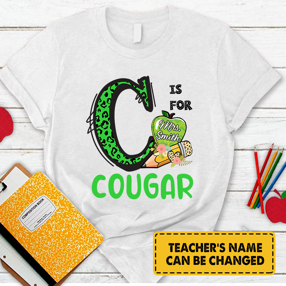 Personalized Cougar Colorful Leopard Shirt Teacher T-Shirt