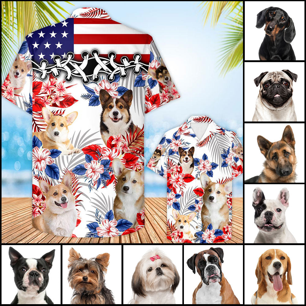 Welsh Corgi American Flag Hawaiian Shirt For Dog Lovers