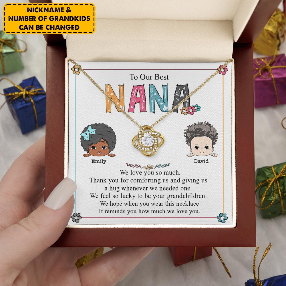 Personalized Love Knot Necklace For Grandma From Grandchildren - Gift For Nana Mimi Gigi From Granddaughter Grandson