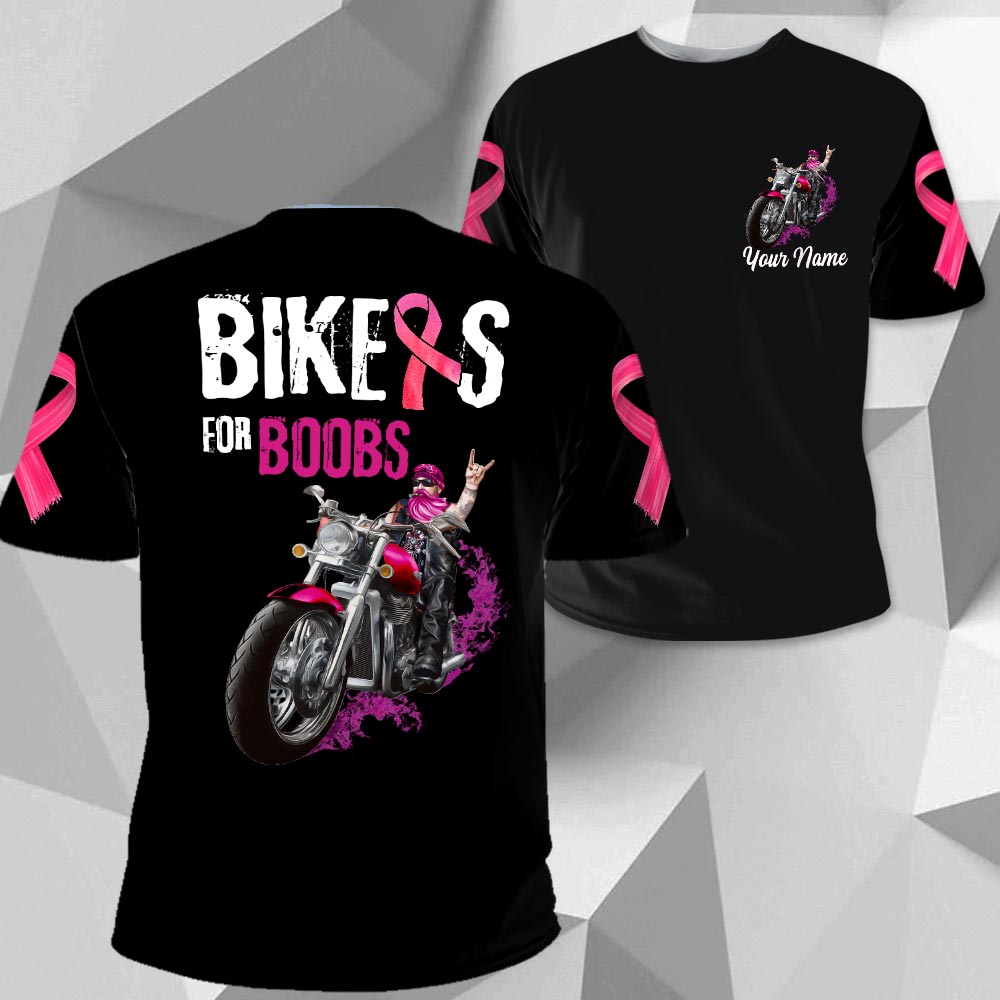 Biker For Boobs, Shirts For Bikers Helping Raise Awareness Of Breast Cancer, Name Can Be Changed Phts