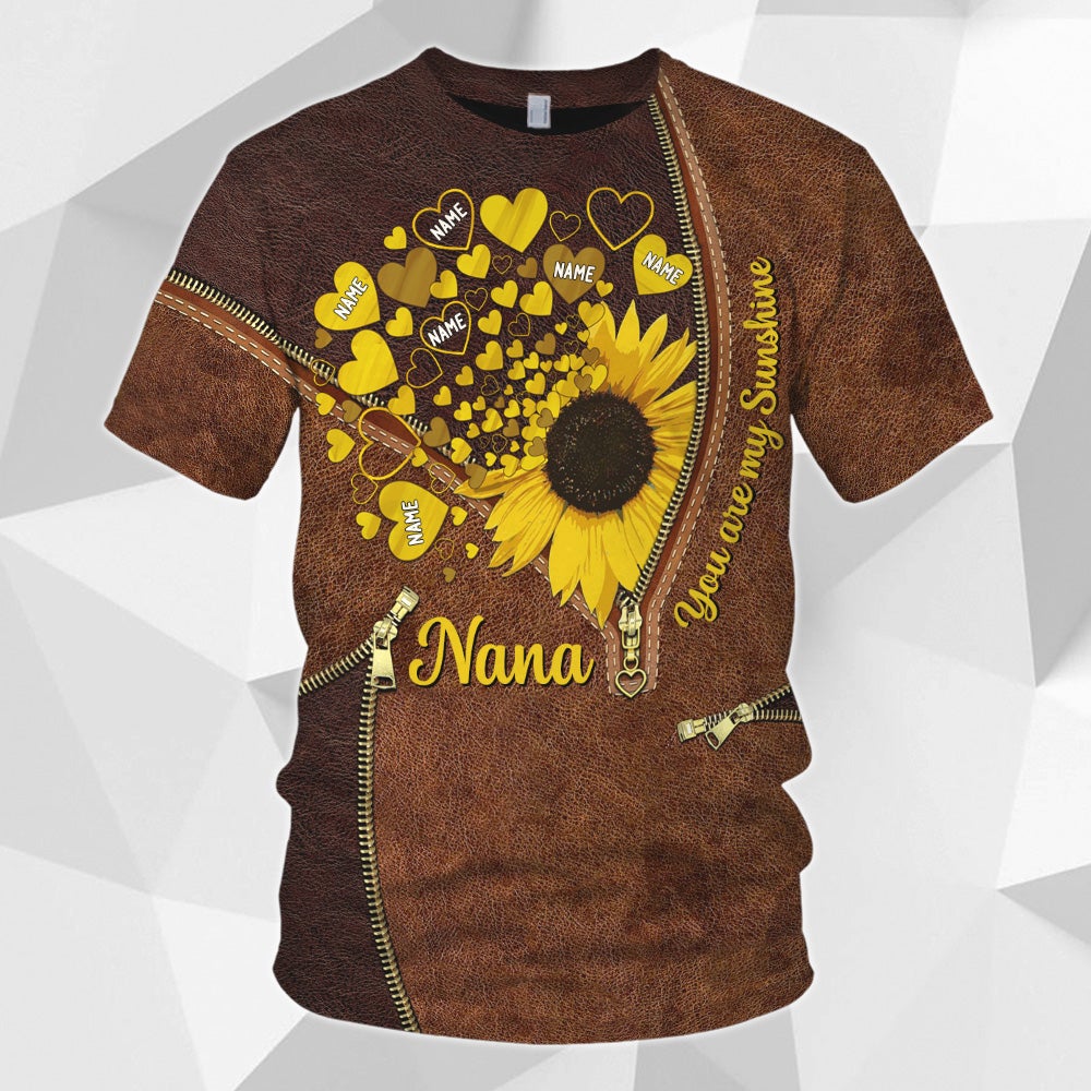 Personalized Shirt Gift For Grandma - Custom Gifts For Grandmas - You Are My Sunshine Sunflower All Over Print Shirts For Nana