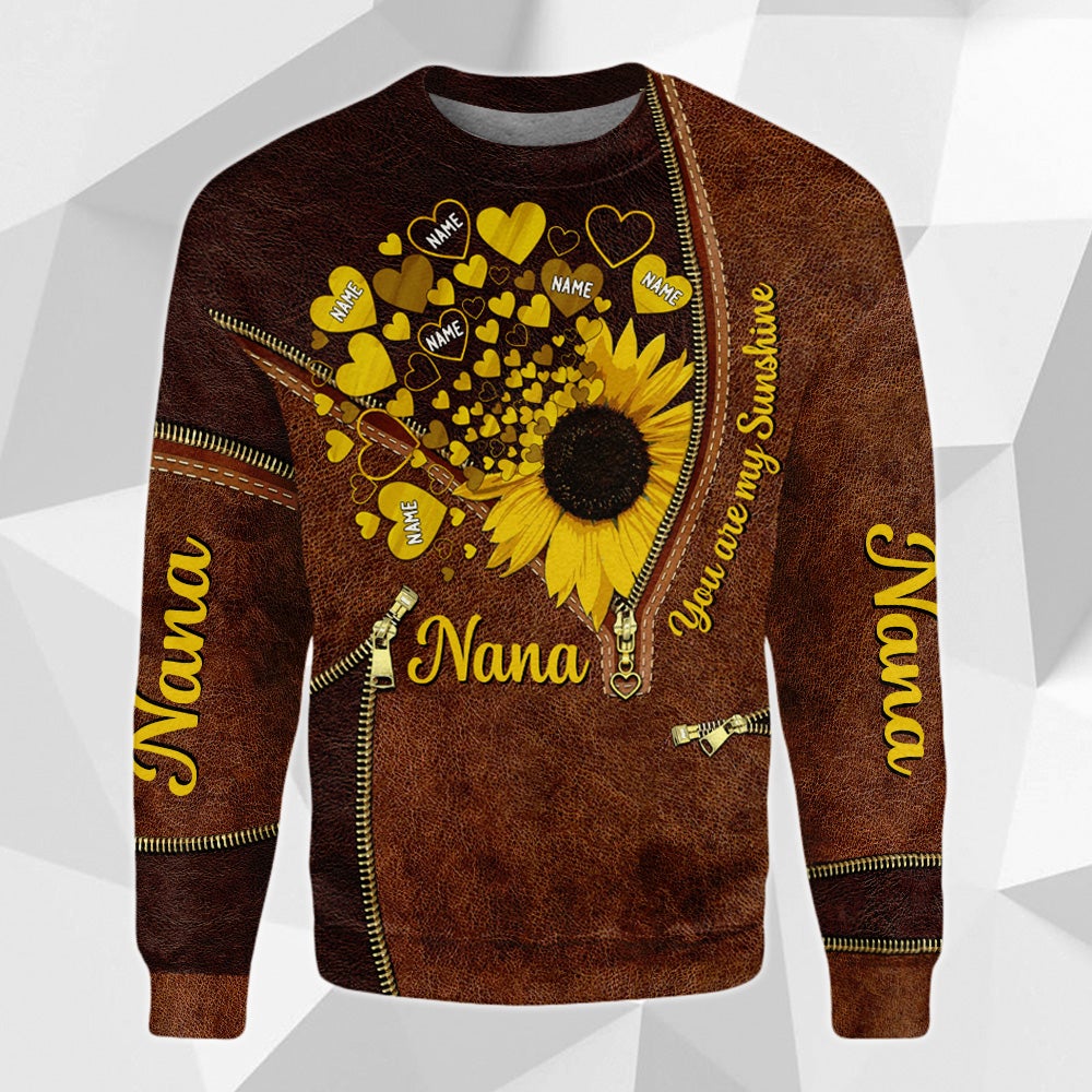Personalized Shirt Gift For Grandma - Custom Gifts For Grandmas - You Are My Sunshine Sunflower All Over Print Shirts For Nana