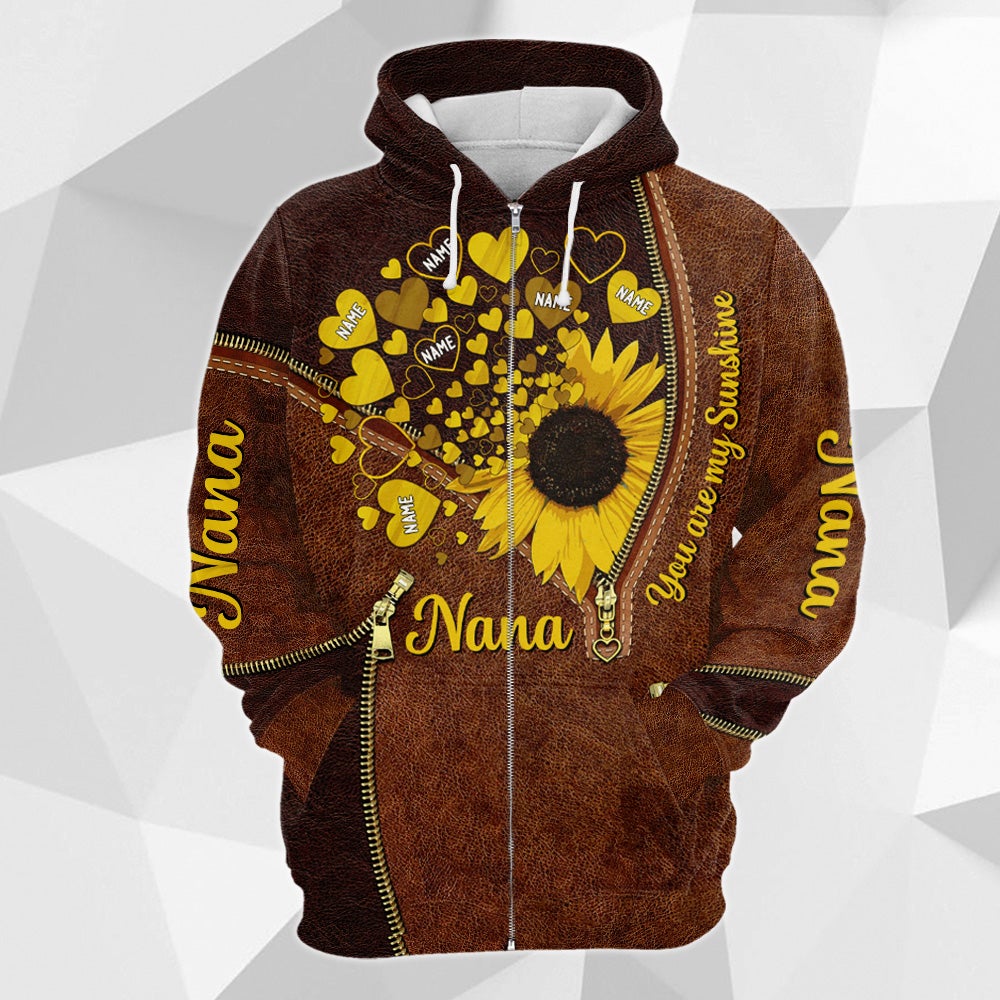 Personalized Shirt Gift For Grandma - Custom Gifts For Grandmas - You Are My Sunshine Sunflower All Over Print Shirts For Nana