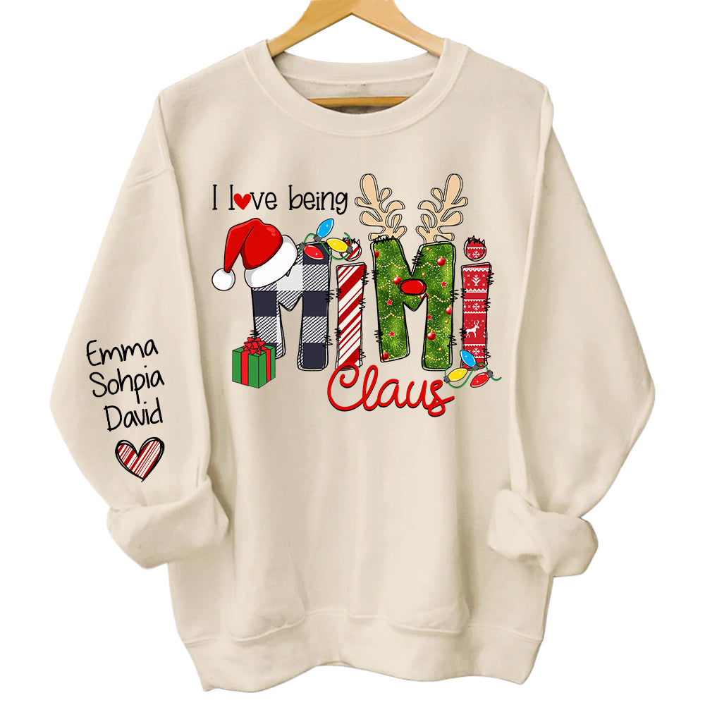 I Love Being Mimi Claus - Personalized Grandma With Grandkids Name Shirt