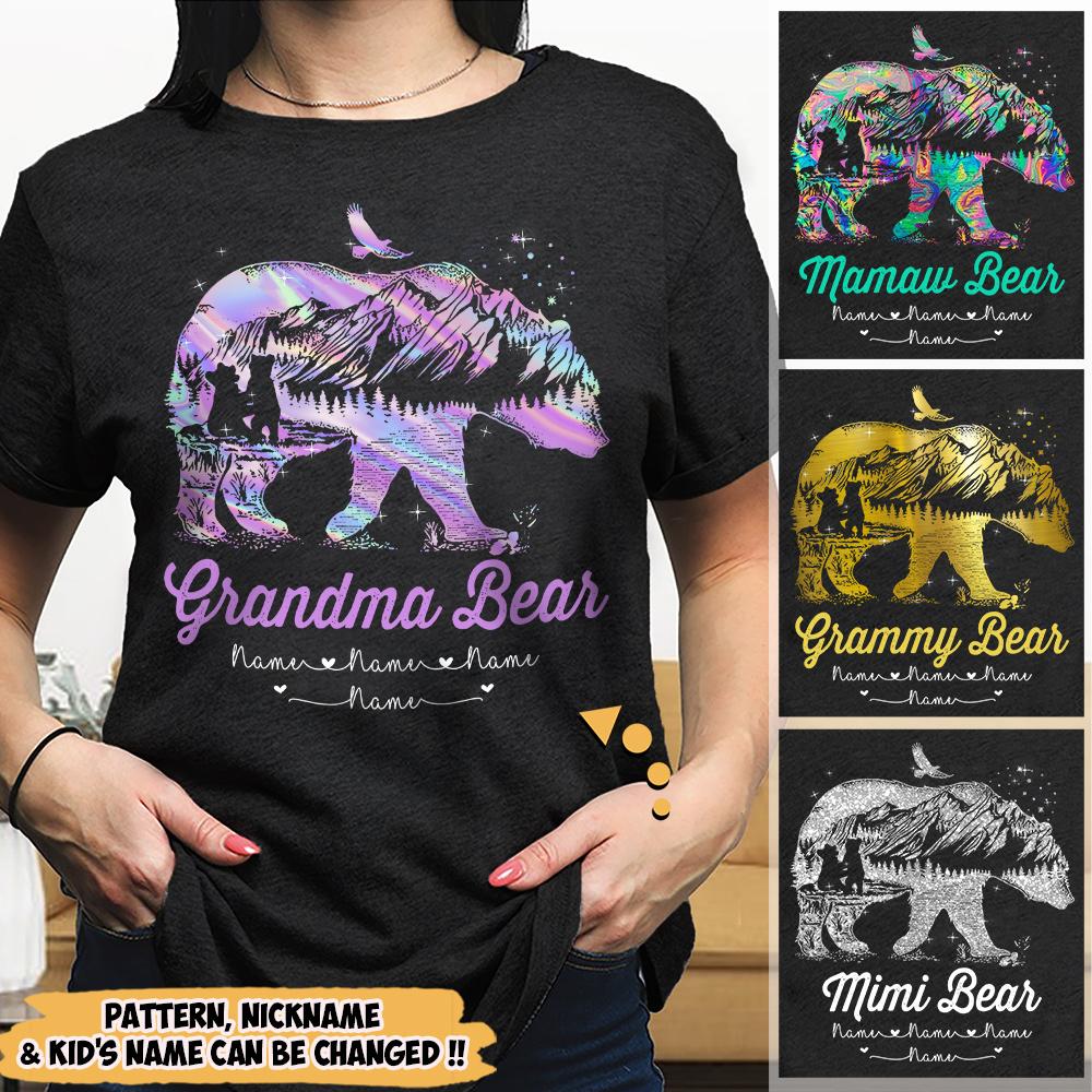 Personalized Grandma Bear Shirts, Funny Grandma Nana Mimi Shirt, Custom Grandma With Grandkids Name Shirt.