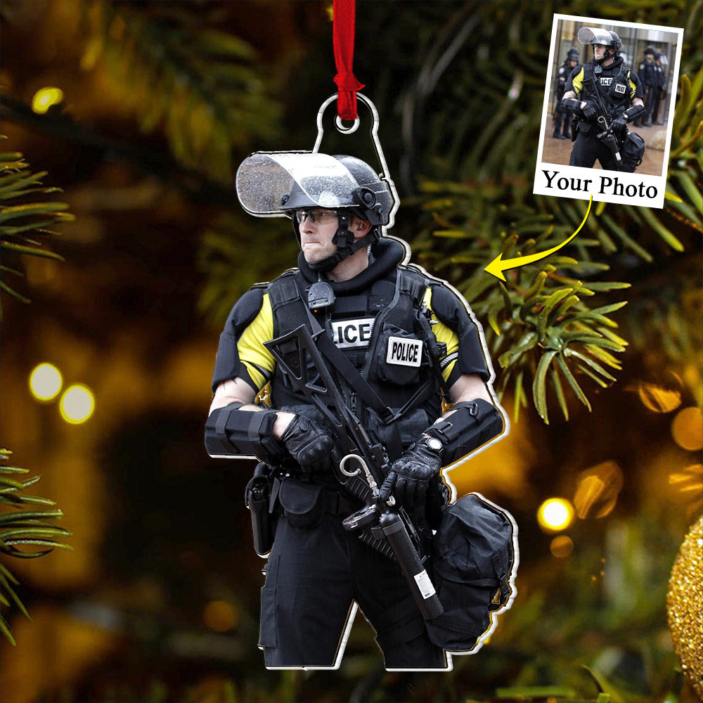 Custom Photo Police Acrylic Ornament Gift For Police Family
