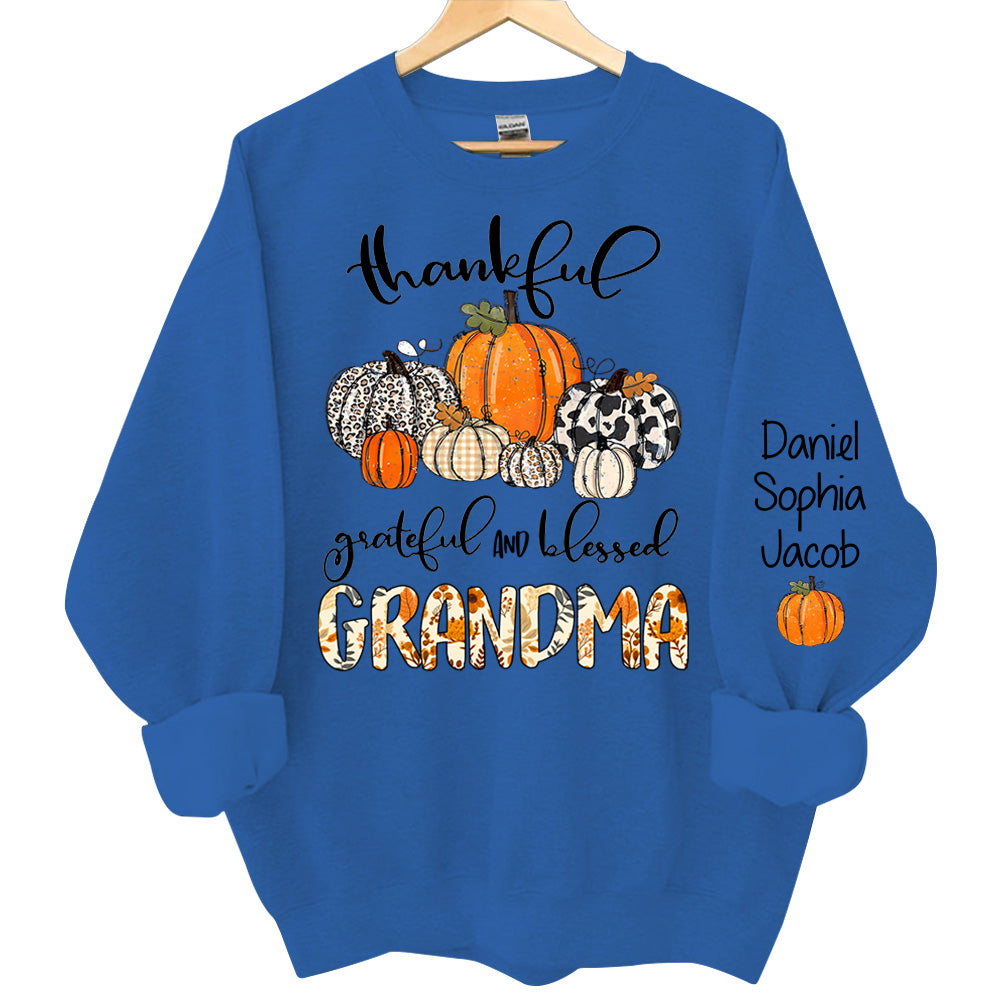 Thankful Grateful Blessed Grandma Personalized Sweatshirt