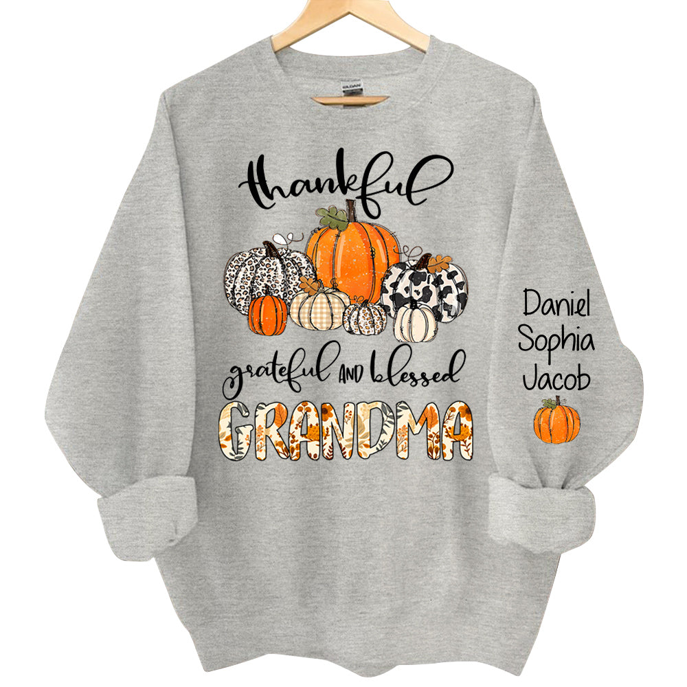 Thankful Grateful Blessed Grandma Personalized Sweatshirt