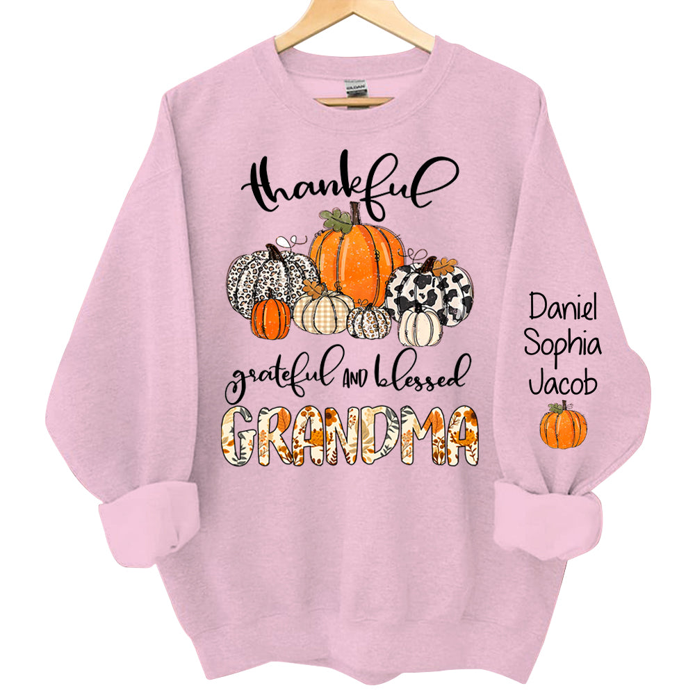 Thankful Grateful Blessed Grandma Personalized Sweatshirt