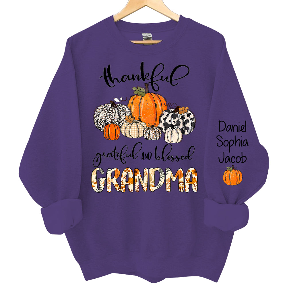 Thankful Grateful Blessed Grandma Personalized Sweatshirt