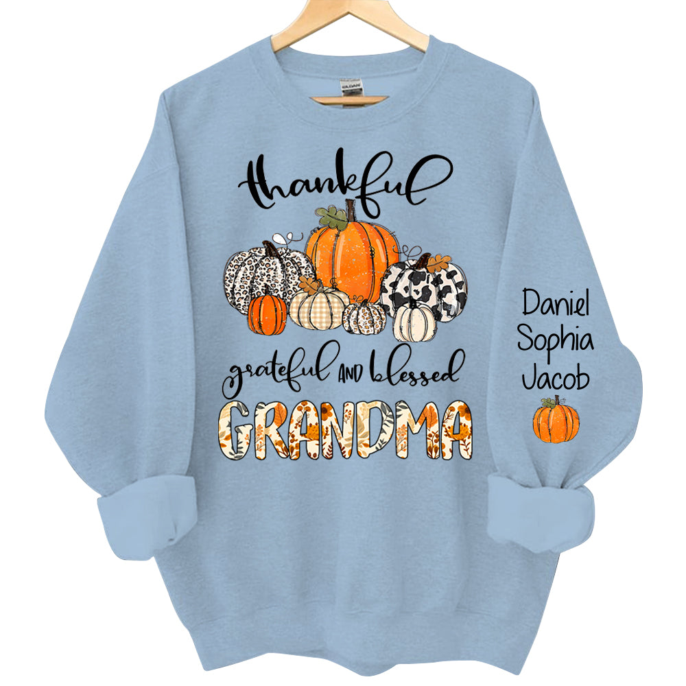 Thankful Grateful Blessed Grandma Personalized Sweatshirt