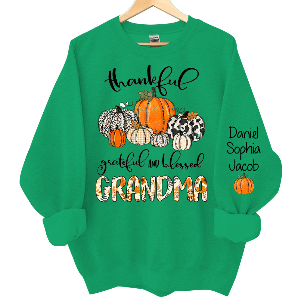 Thankful Grateful Blessed Grandma Personalized Sweatshirt