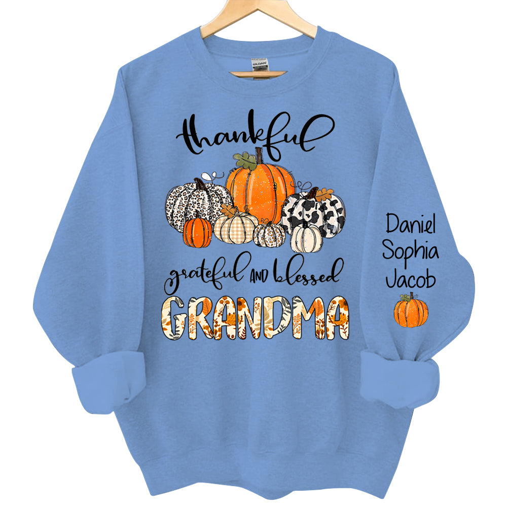 Thankful Grateful Blessed Grandma Personalized Sweatshirt