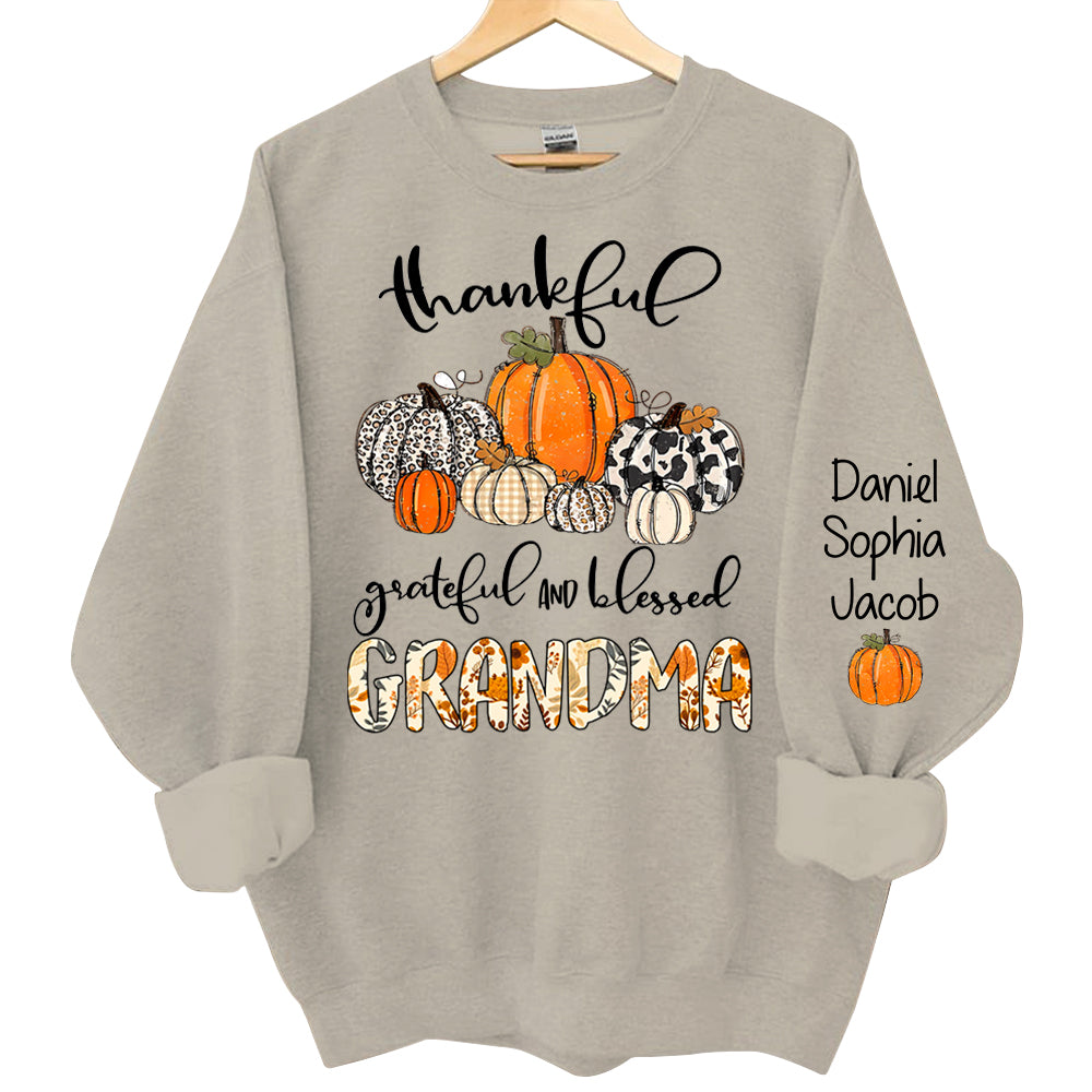 Thankful Grateful Blessed Grandma Personalized Sweatshirt
