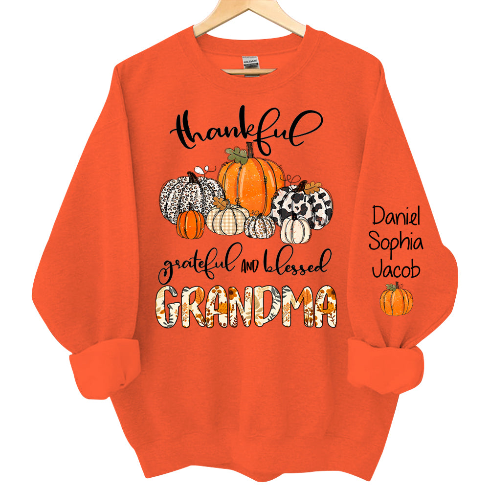 Thankful Grateful Blessed Grandma Personalized Sweatshirt
