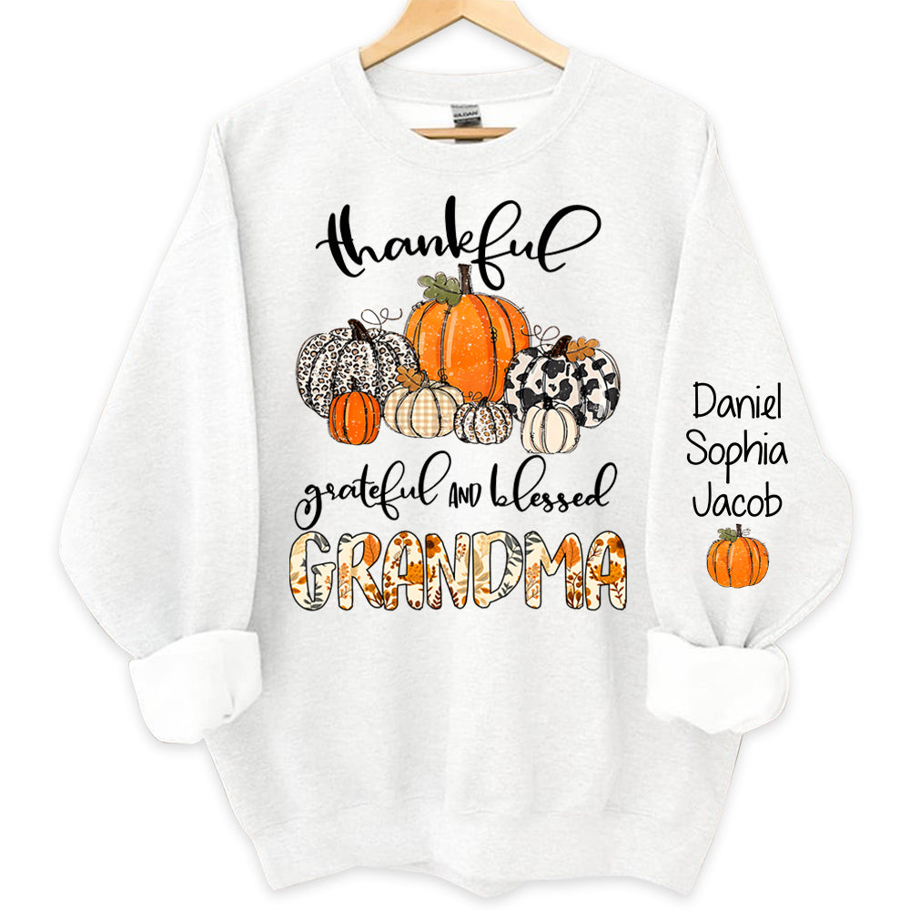 Thankful Grateful Blessed Grandma Personalized Sweatshirt