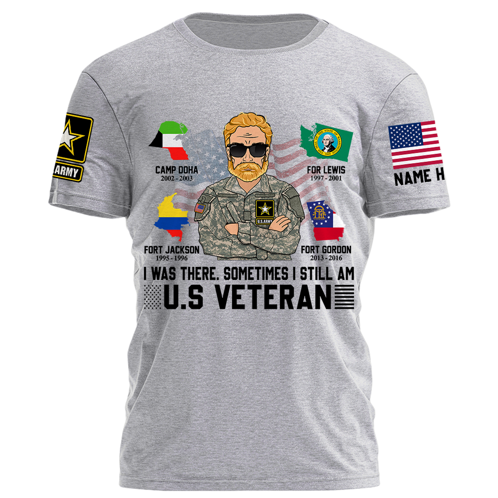 U.S Veteran Custom Shirt Proudly Served Military Base Personalized Gift K1702