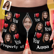 Property Of Girlfriends Personalized Photo Men's Boxer Briefs, Custom Muti-Face Boxer For Husband, Custom Face Underwear, Valentine's Day Gift