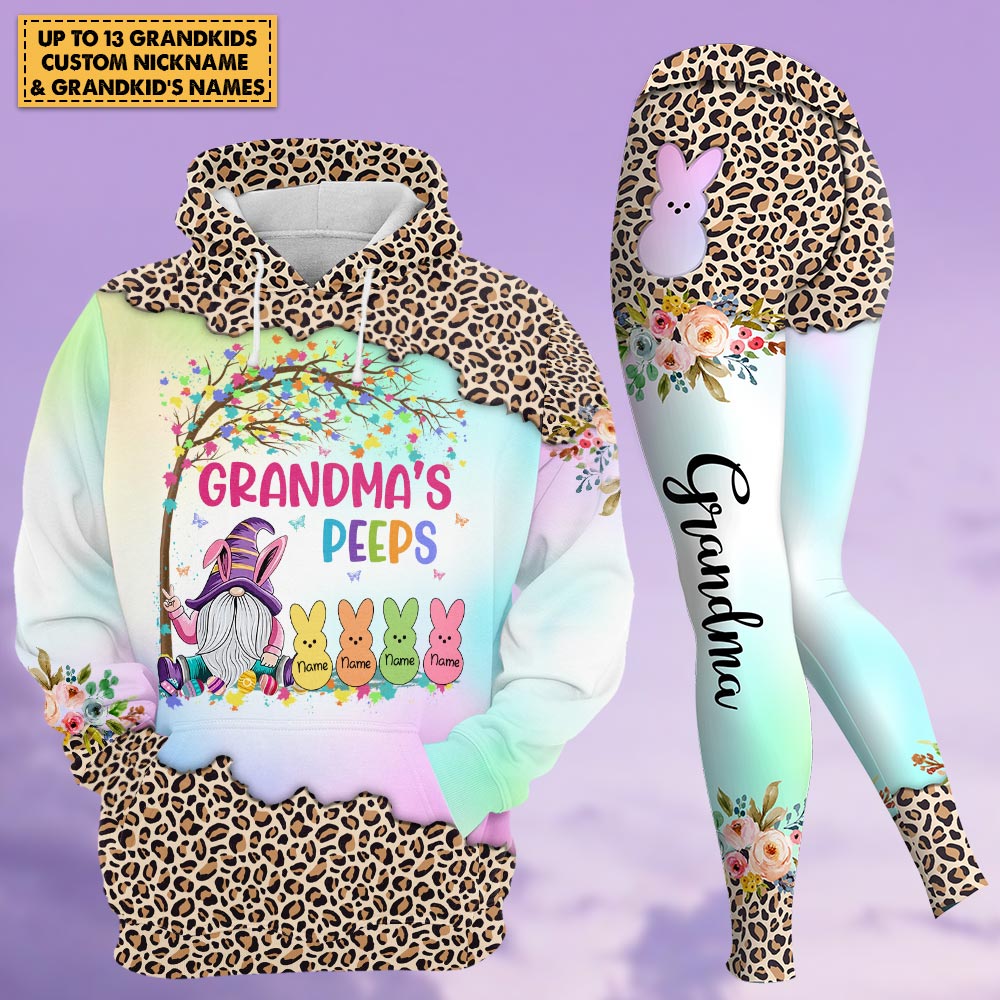 Grandma's Peeps Gnomes Easter Personalized All Over Print, 3D Hoodie, Tanktop And Legging Set For Grandma