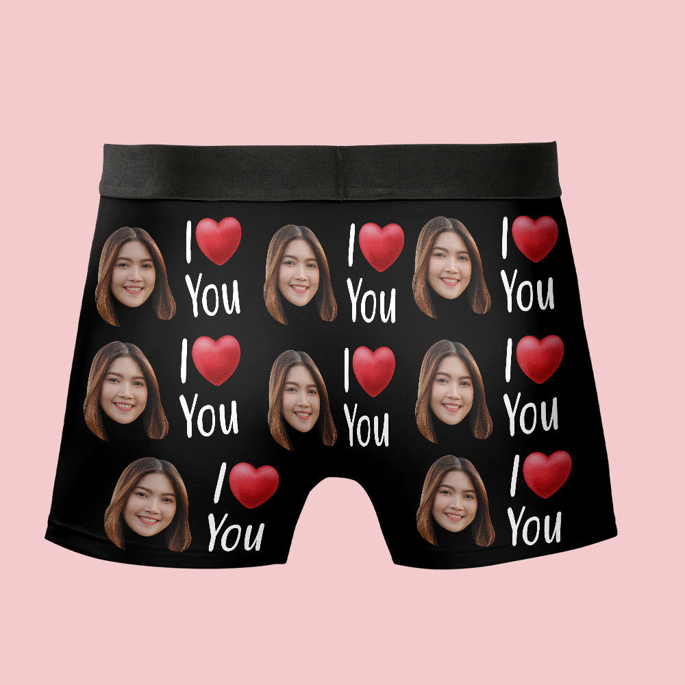 Property Of Girlfriends Personalized Photo Men's Boxer Briefs, Custom Muti-Face Boxer For Husband, Custom Face Underwear, Valentine's Day Gift
