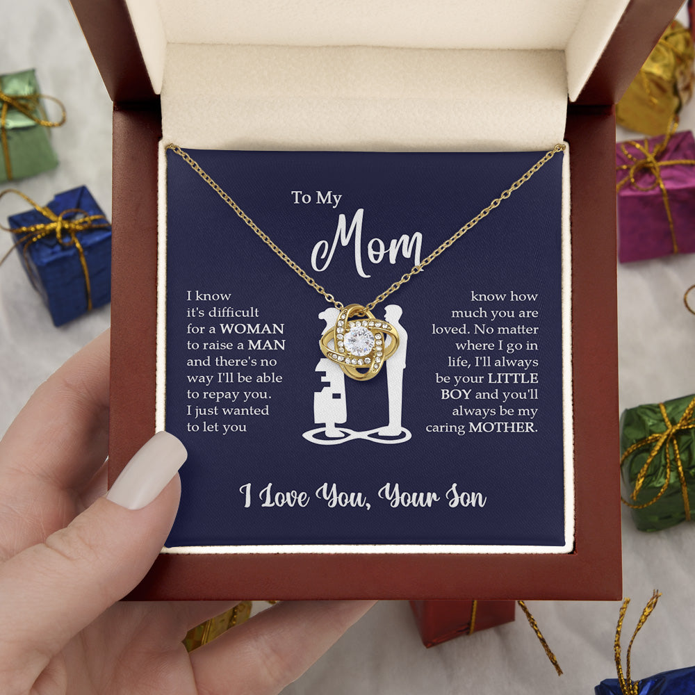 Personalized Love Knot Necklace Gift For Mom - To My Mom I Know It Difficult For A Woman Customized Love Knot Necklace