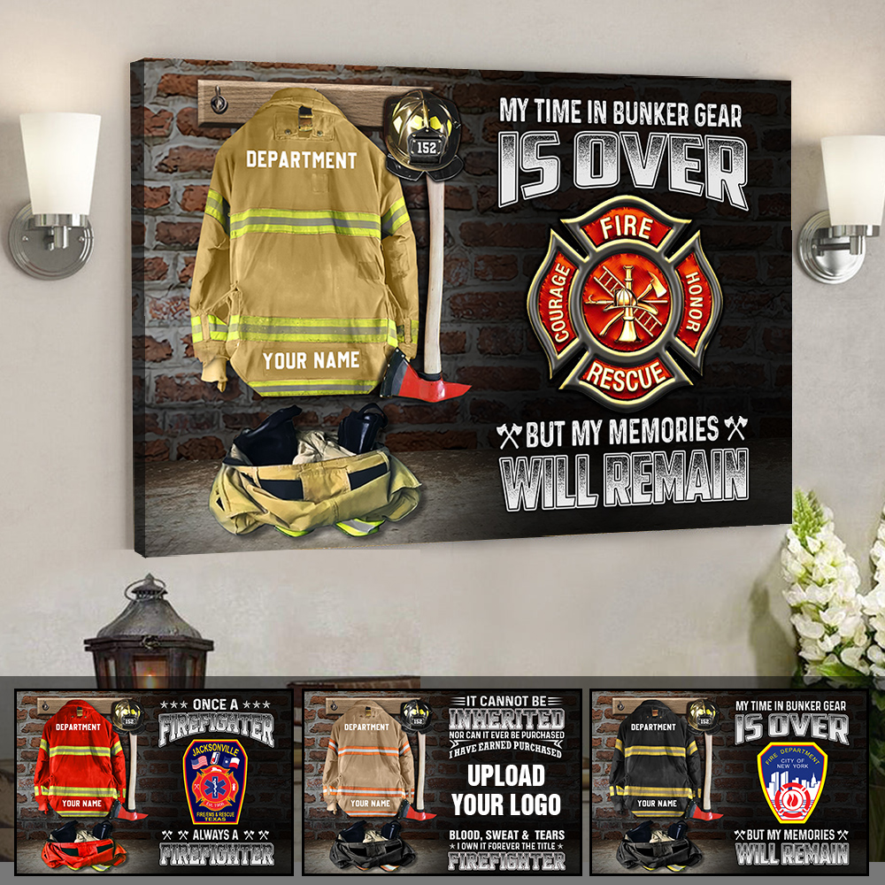 Personalized Canvas For Retired Firefighter Custom Canvas Retirement Thin Red Line K1702