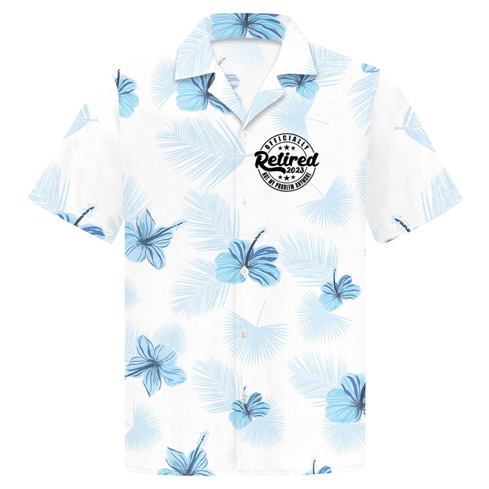 Interest Pod Unique Father's Day Gift, Personalized The Legend Has Retired, Not My Problem Any More, Blue Hibiscus Hawaiian Shirt for Grandpa