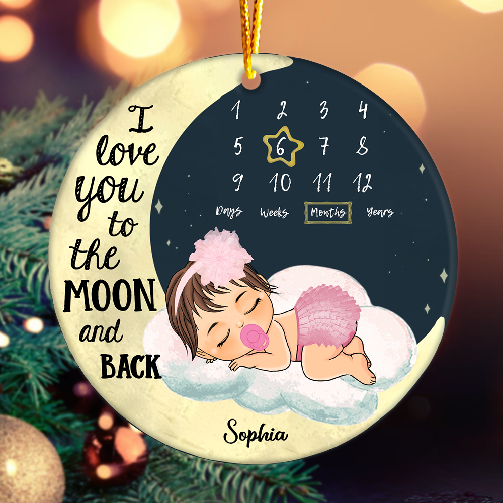 Love You To The Moon ... And Back Personalized Baby’s First Christmas Ornament - TT01