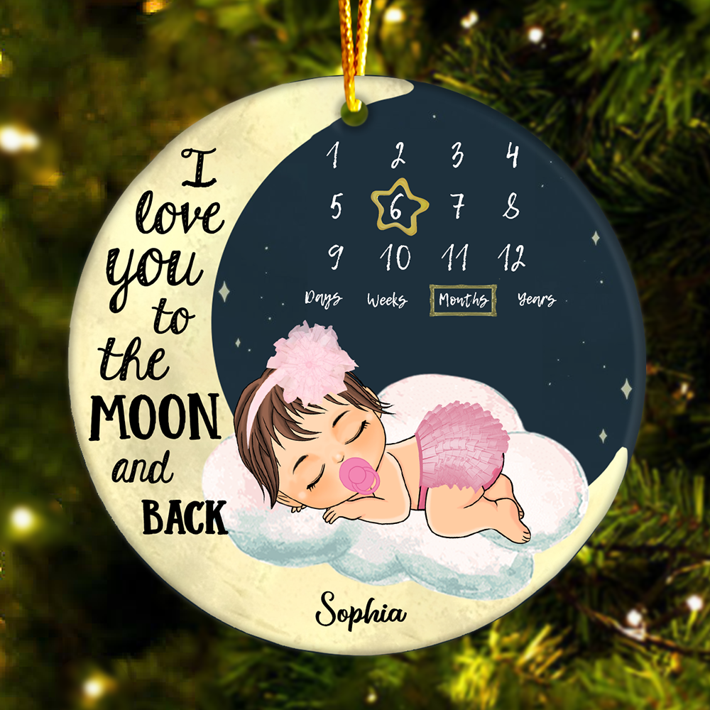 Love You To The Moon ... And Back Personalized Baby’s First Christmas Ornament - TT01