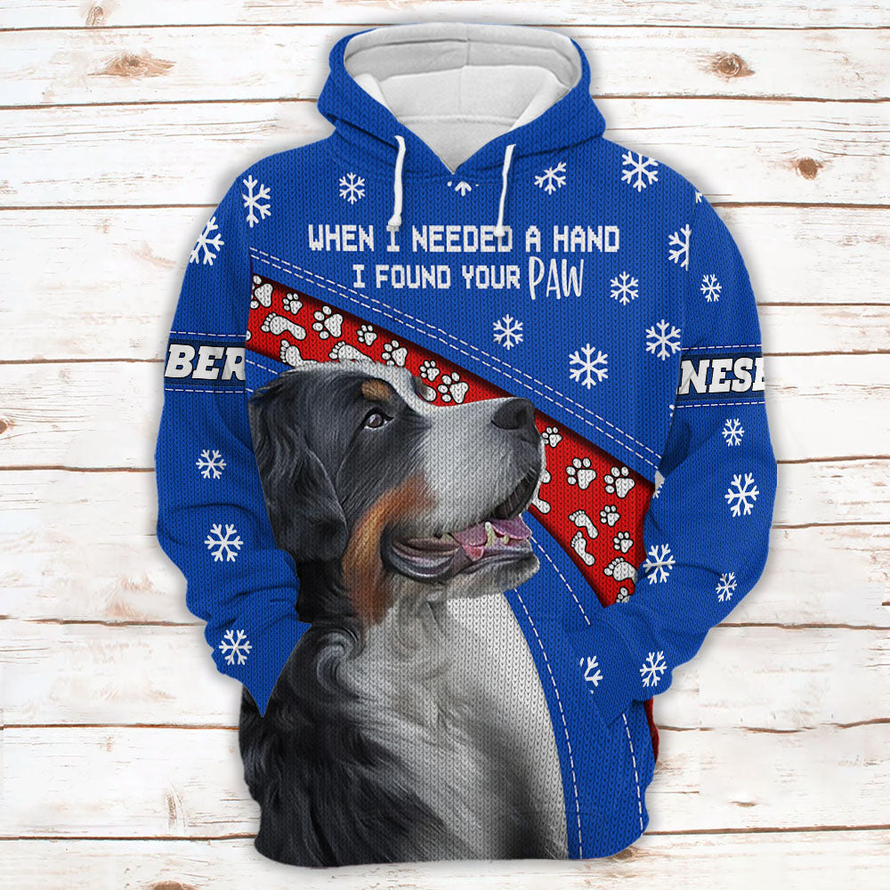 Bernese Mountain When I Needed A Hand I Found Your Paw Ugly Sweater Christmas Gift For Dog Lovers