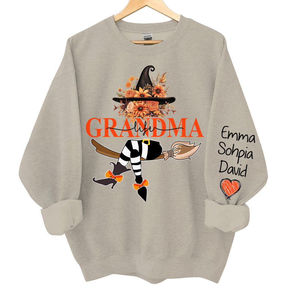 Grandma Life Halloween Autumn Personalized Sweatshirt