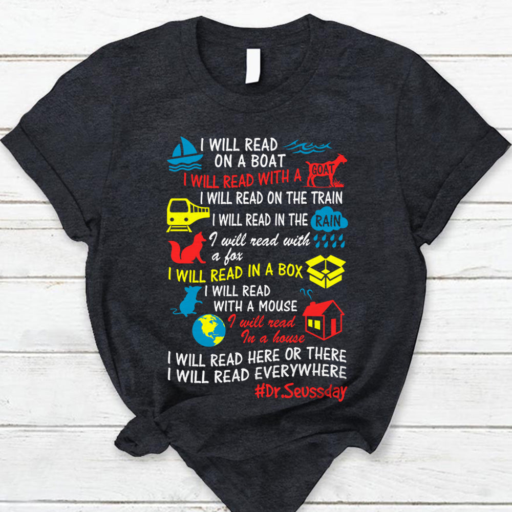 Personalized I Will Read On A Boat I Will Read With A Goat - Custom Shirt For Bookwarm Book Lover
