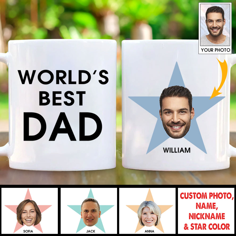 World's Best Dad - Personalized Mug Custom Photo And Nickname Office Star Mug Gift For Dad Mom