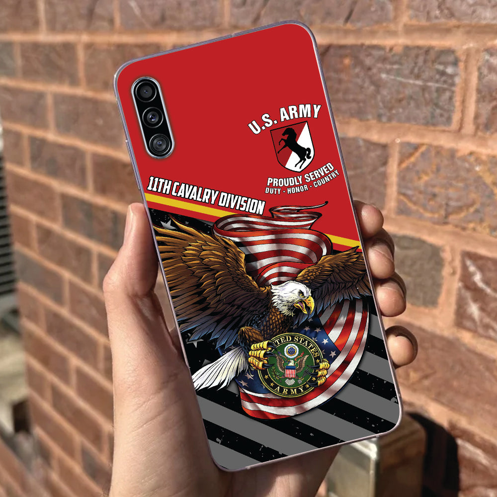 Custom Branch Division Rank Proudly Served Duty Honor Country Eagle Personalized Phone Case For Veterans K1702