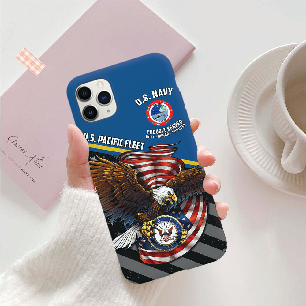 Custom Branch Division Rank Proudly Served Duty Honor Country Eagle Personalized Phone Case For Veterans K1702