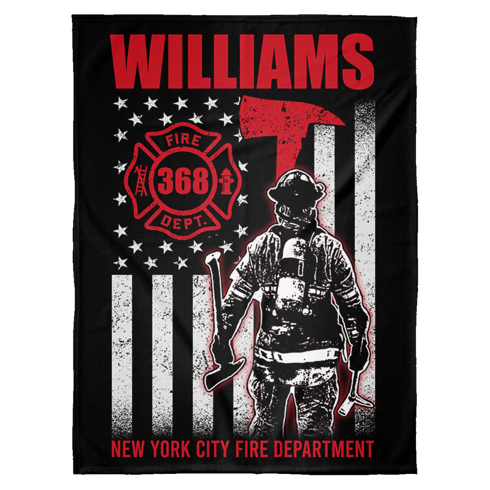 Personalized Name Blanket Firefighter Blanket American Flag Blanket Gift For Firefighter H2511