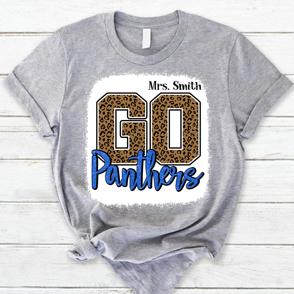 Personalized Go Panthers Leopard Custom Name T-Shirt For Teacher