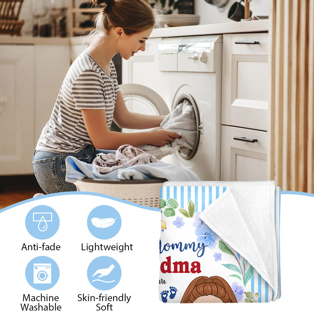Hi Mommy Grandma Told Me That You Are Awesome Custom Blanket For New Baby Mom Colorful Floral Blanket Gift Mother's Day Gift H2511