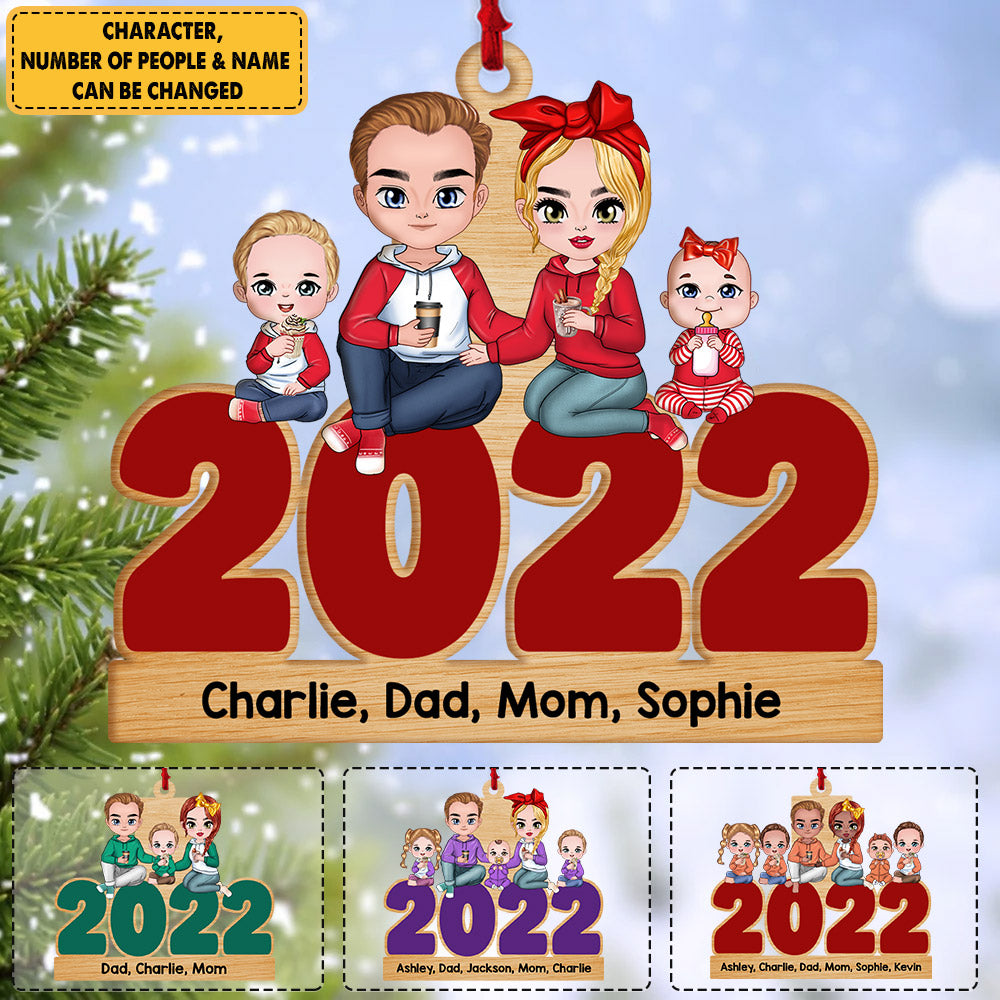 Personalized Family Sitting 2022 Christmas Ornament