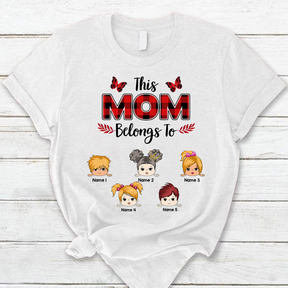 Personalized This Mom Belongs To Grandkids Red Buffalo Leopard Shirt Funny Mom With Grandkids Names Shirt Gift For Mom