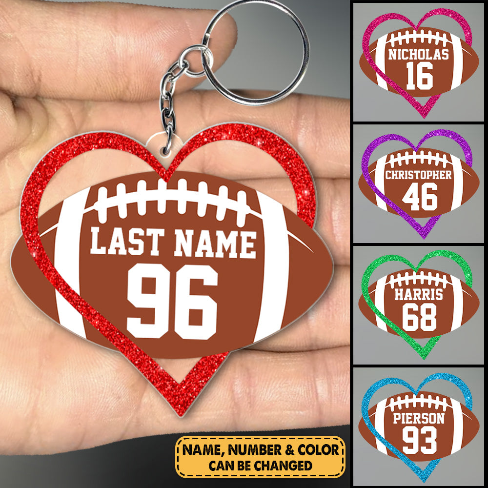 Personalized Acrylic Keychain Love American Football Heart Keychain For Football Mom Dad Grandma Football Family Member H2511