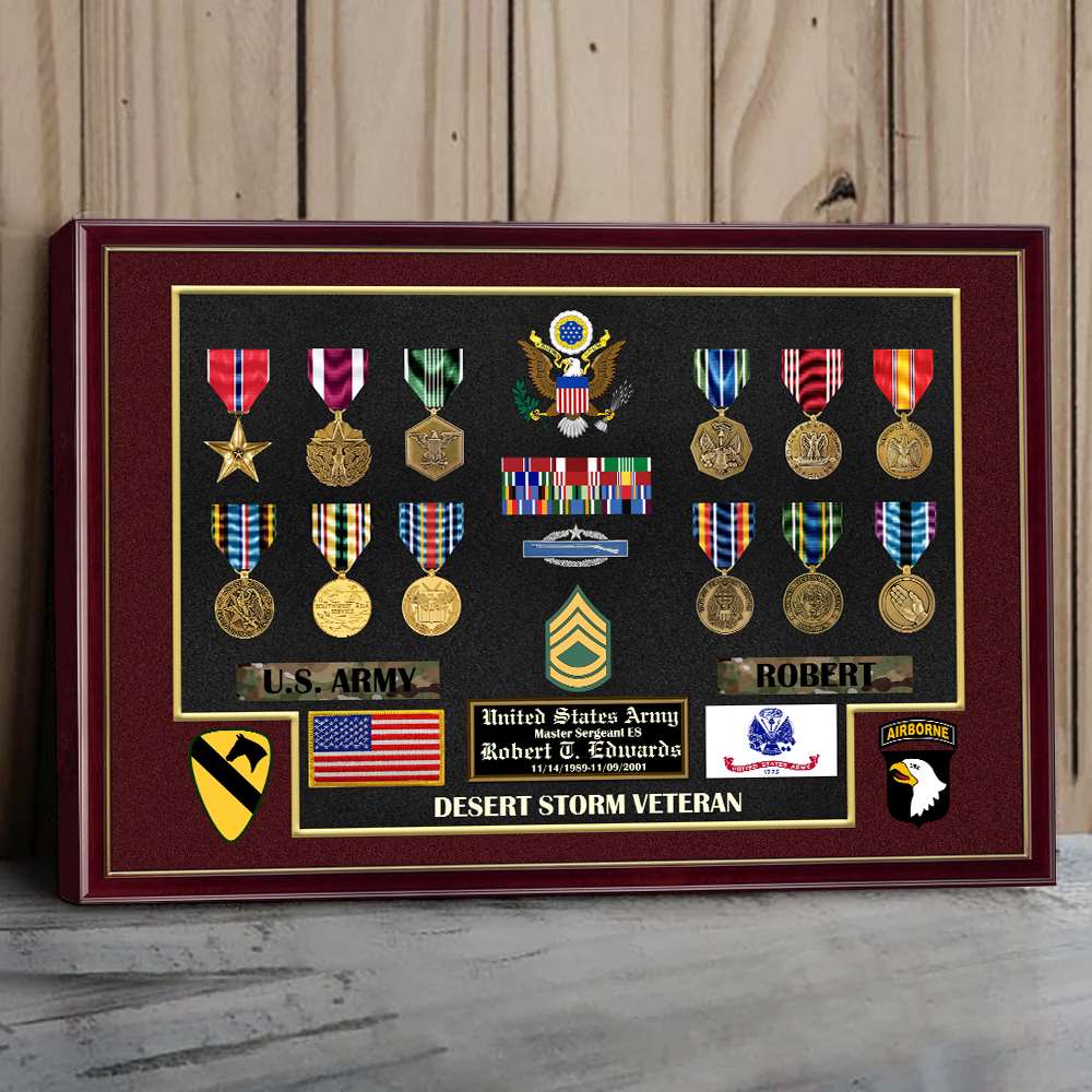 Military Medal Frame Personalized Poster Canvas For Veteran Wall Art Home Decor For Veteran H2511